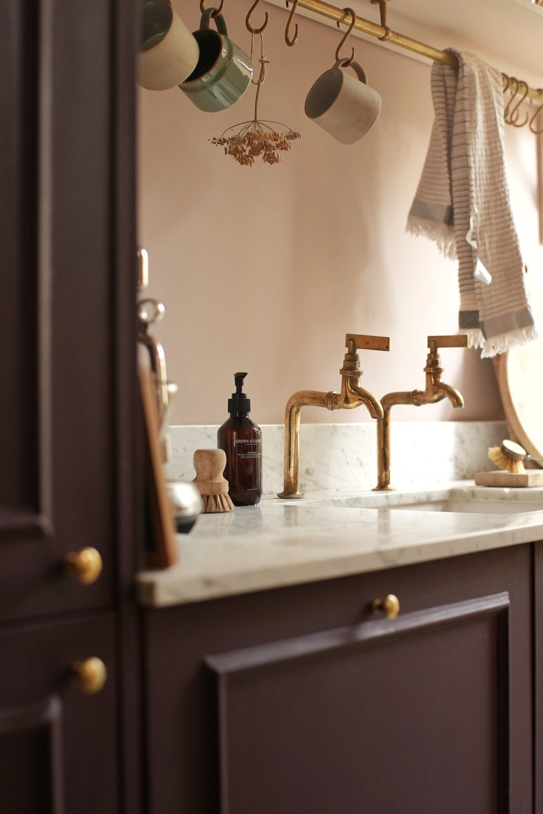 Two Bib Taps used in a rustic kitchen design