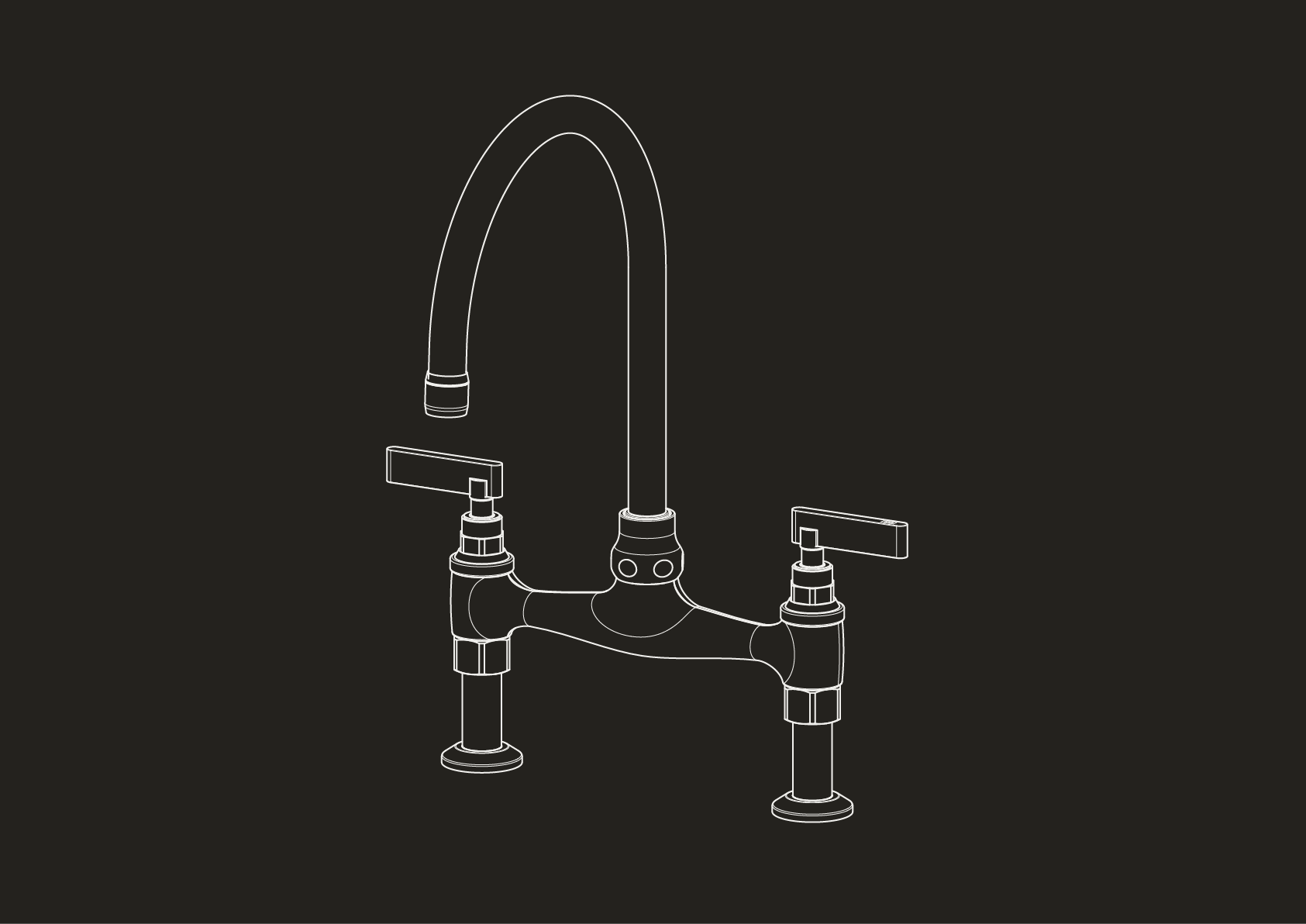 Chapter Two - Two Hole Deck Mounted Kitchen Bridge Mixer with Straight Legs by Studio Ore