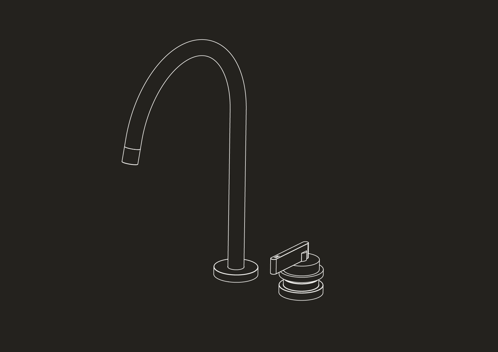 Chapter One - Two Hole Deck Mounted Swivel Kitchen Mixer by Studio Ore