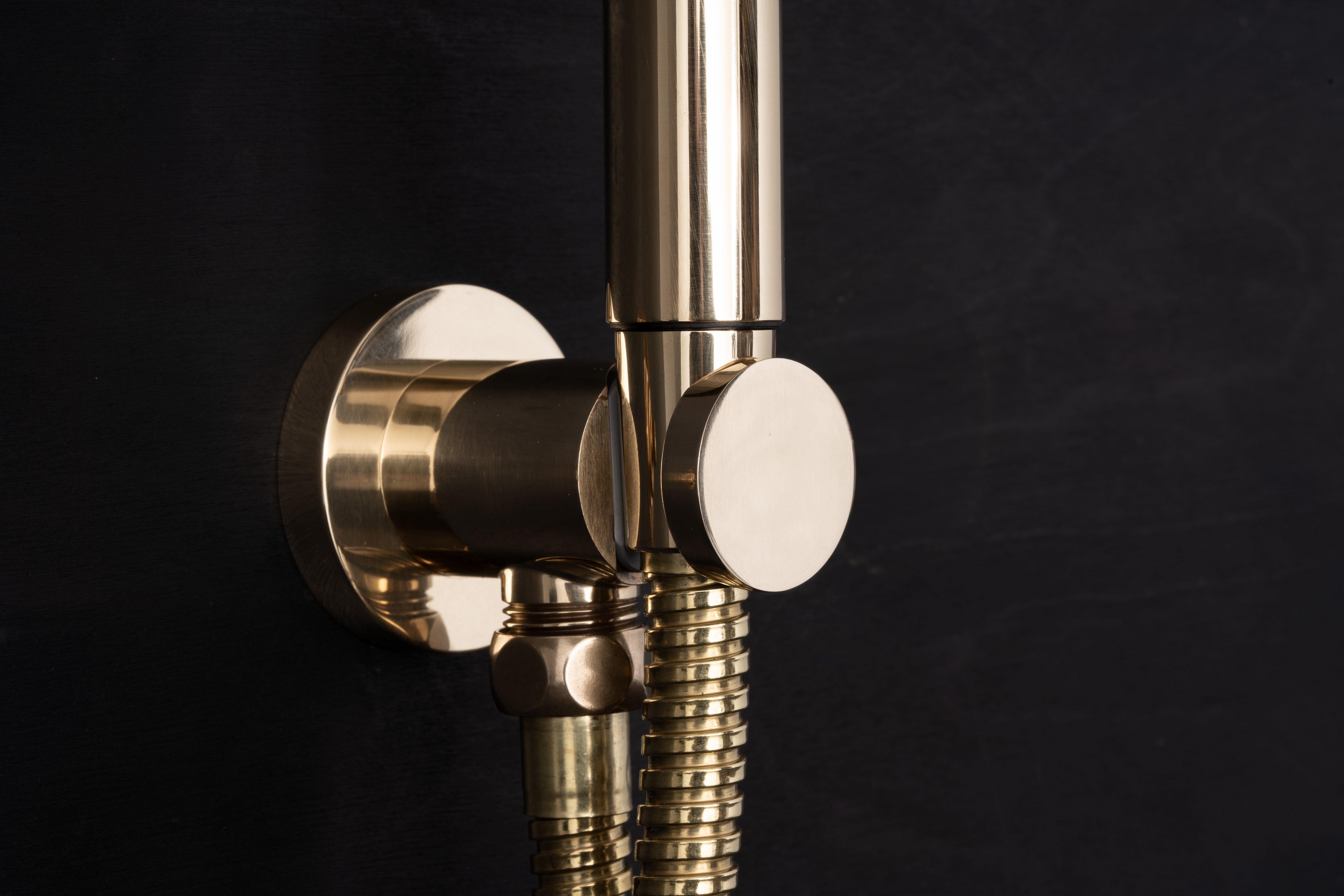 Wall Mounted Cylindrical Hand Shower with Combined Outlet & Mount by Studio Ore