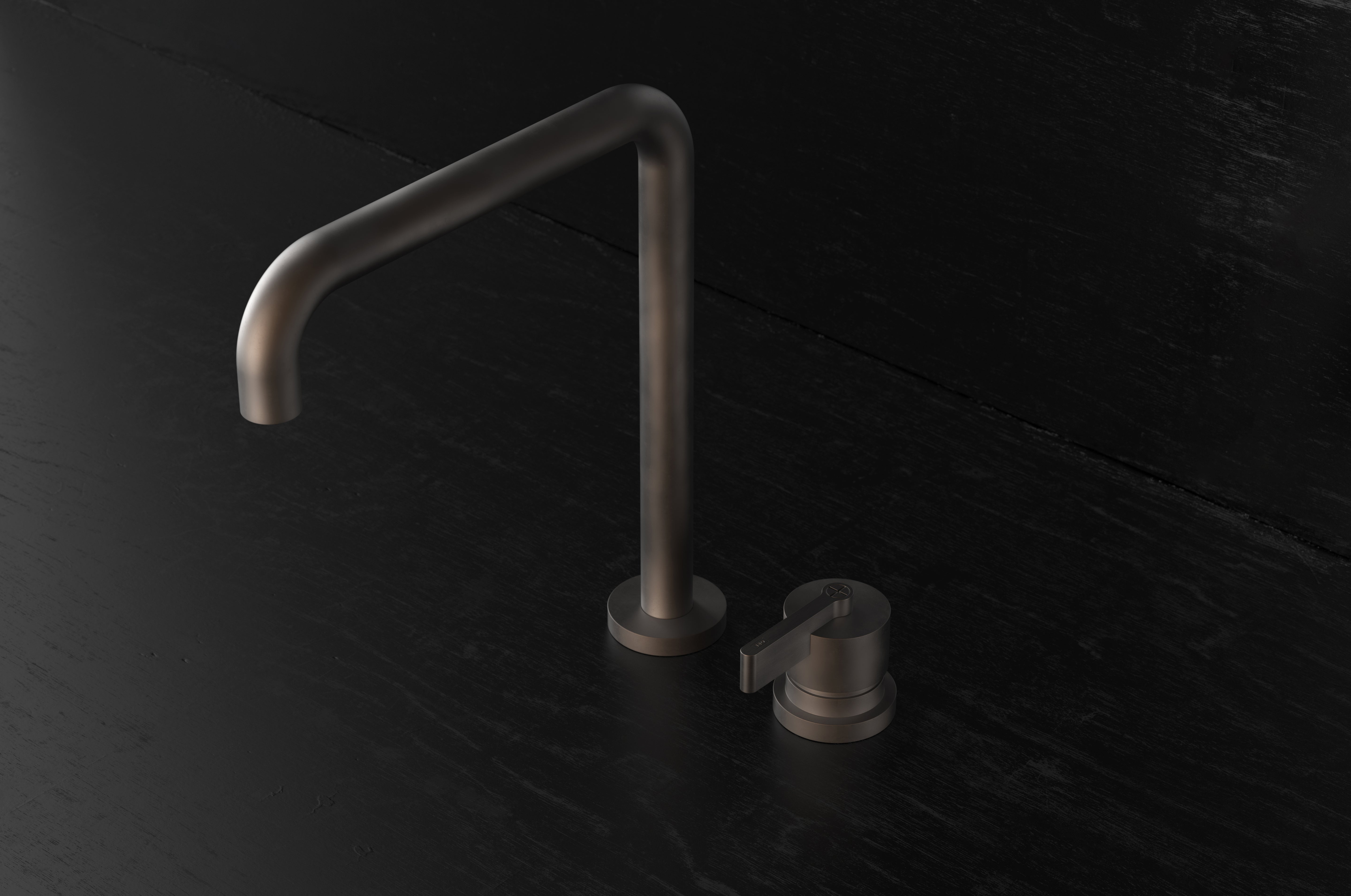 Chapter Three - Two Hole Deck Mounted Swivel Kitchen Mixer with Double Curve Spout by Studio Ore