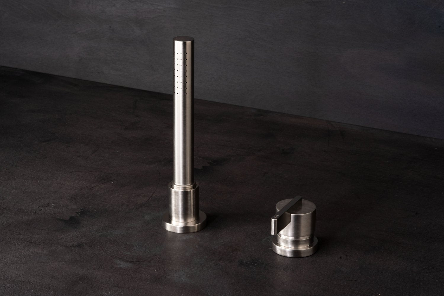 Deck Mounted Cylindrical Hand Shower, Hose and Mount by Studio Ore