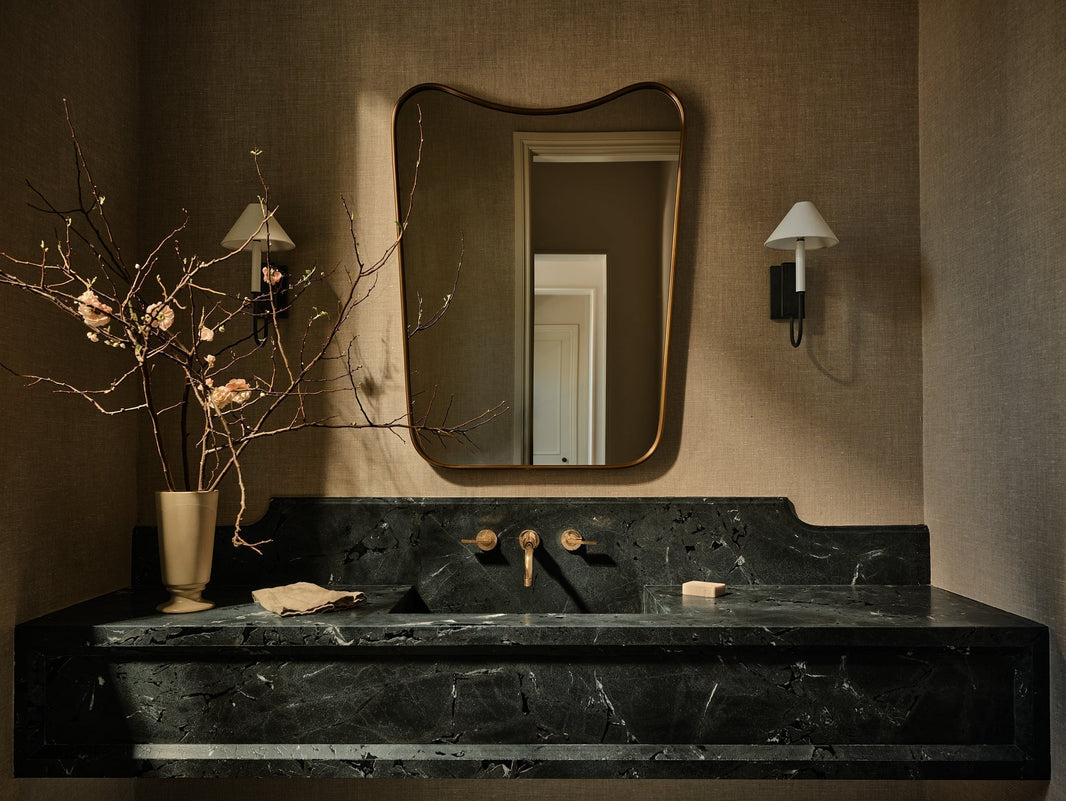 Solid brass Three Hole Mounted Basin tap in a contemporary bathroom