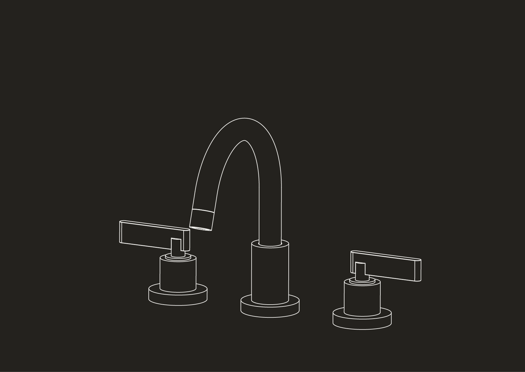 Chapter One - Short Three Hole Deck Mounted Basin Tap by Studio Ore