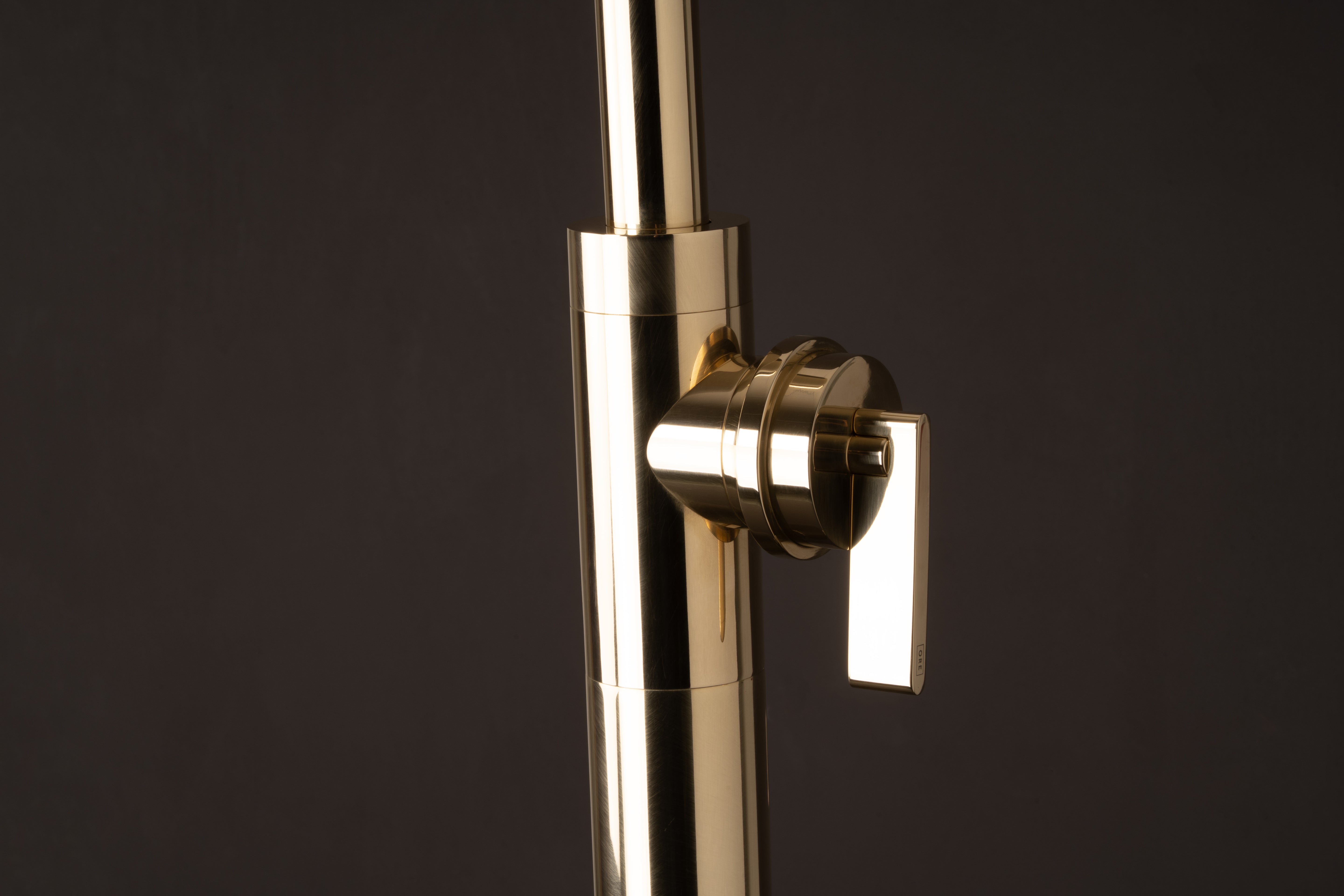 Brass Floor Bath Mixer Close Up