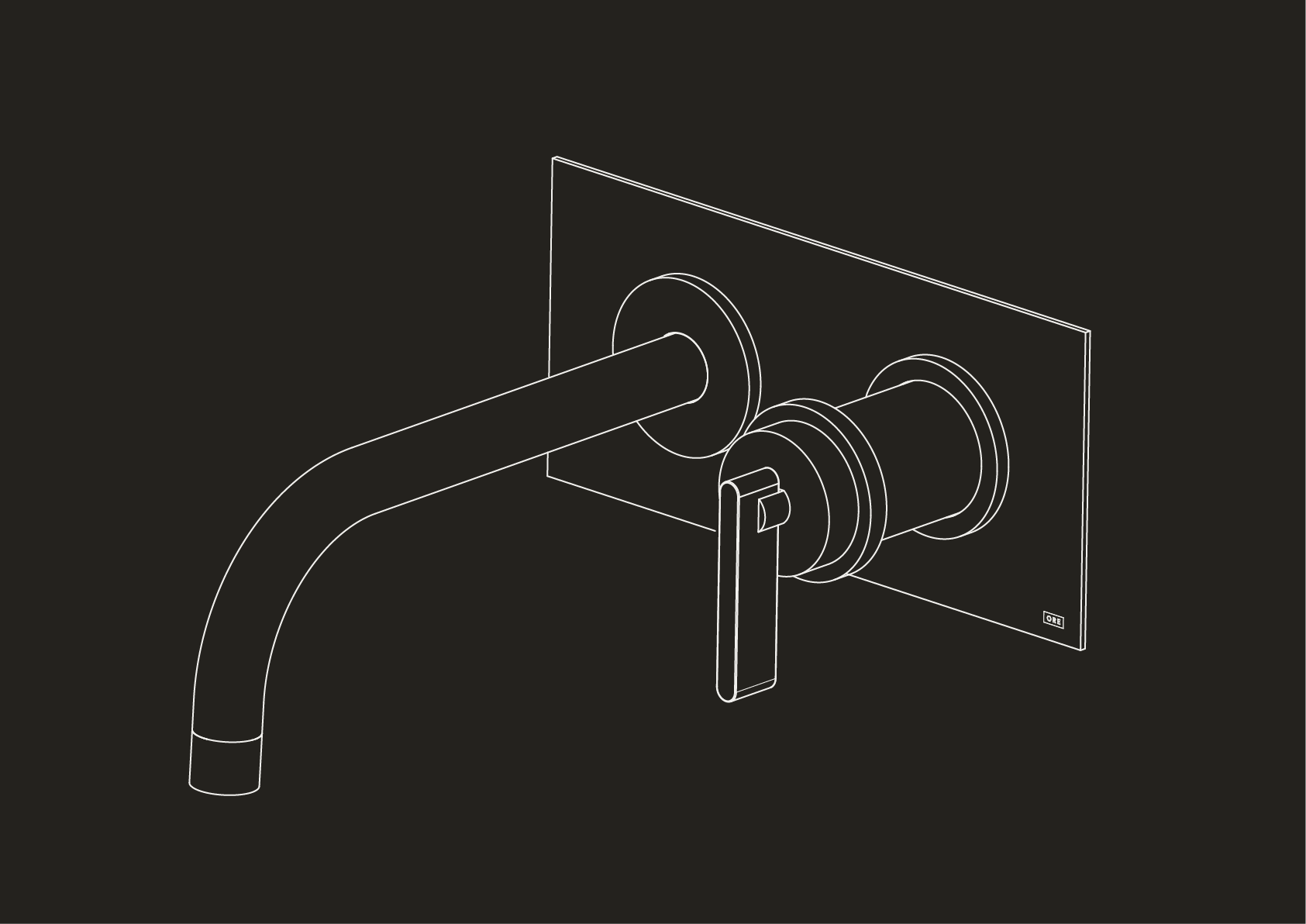Chapter One - Two Hole Wall Mounted Basin Mixer with Backplate by Studio Ore
