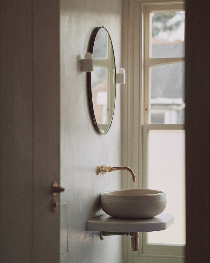 Studio Ore's three hole wall mounted basin tap from Chapter One.