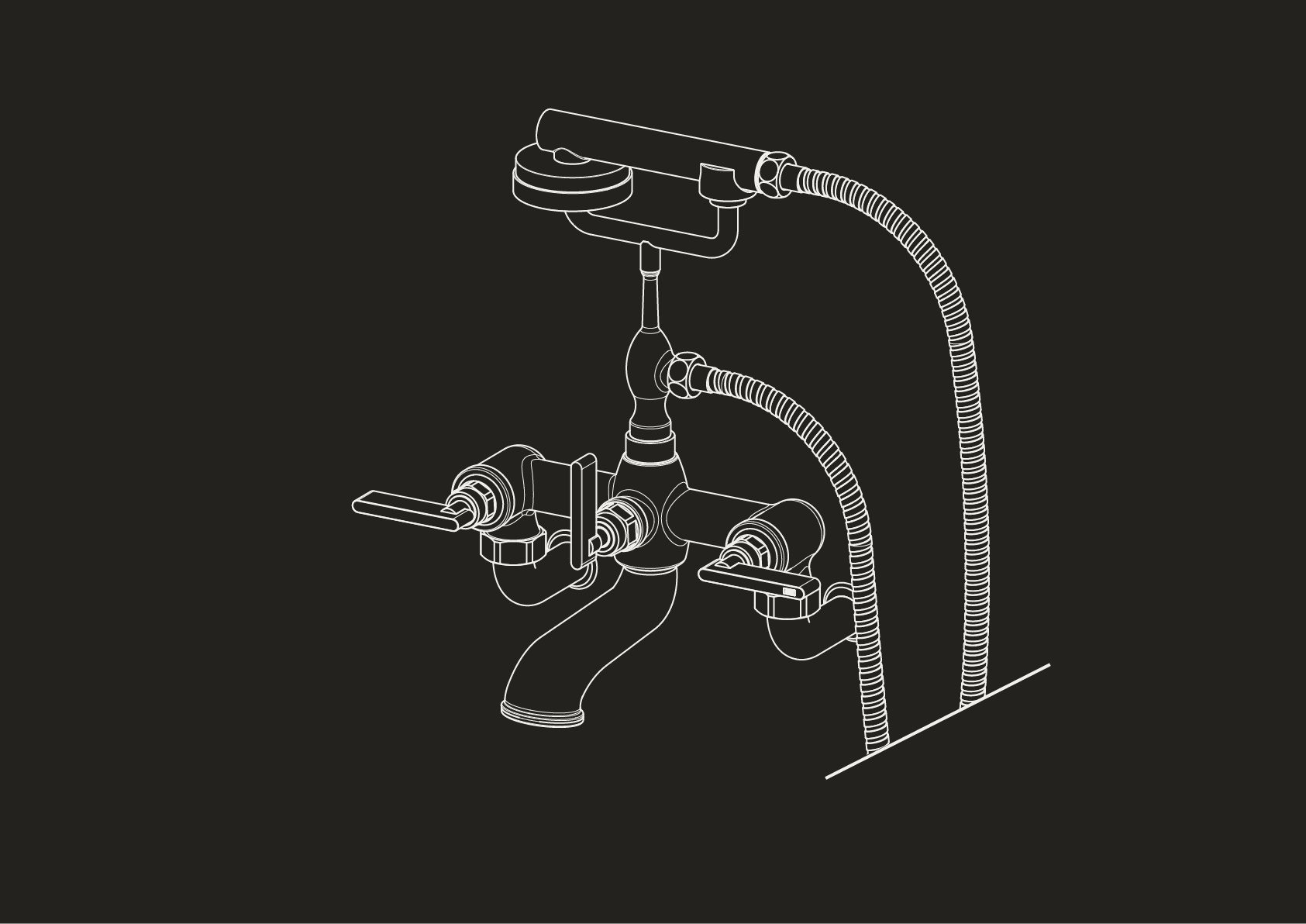 Chapter Two - Wall Mounted Bath Mixer with Hand Shower by Studio Ore