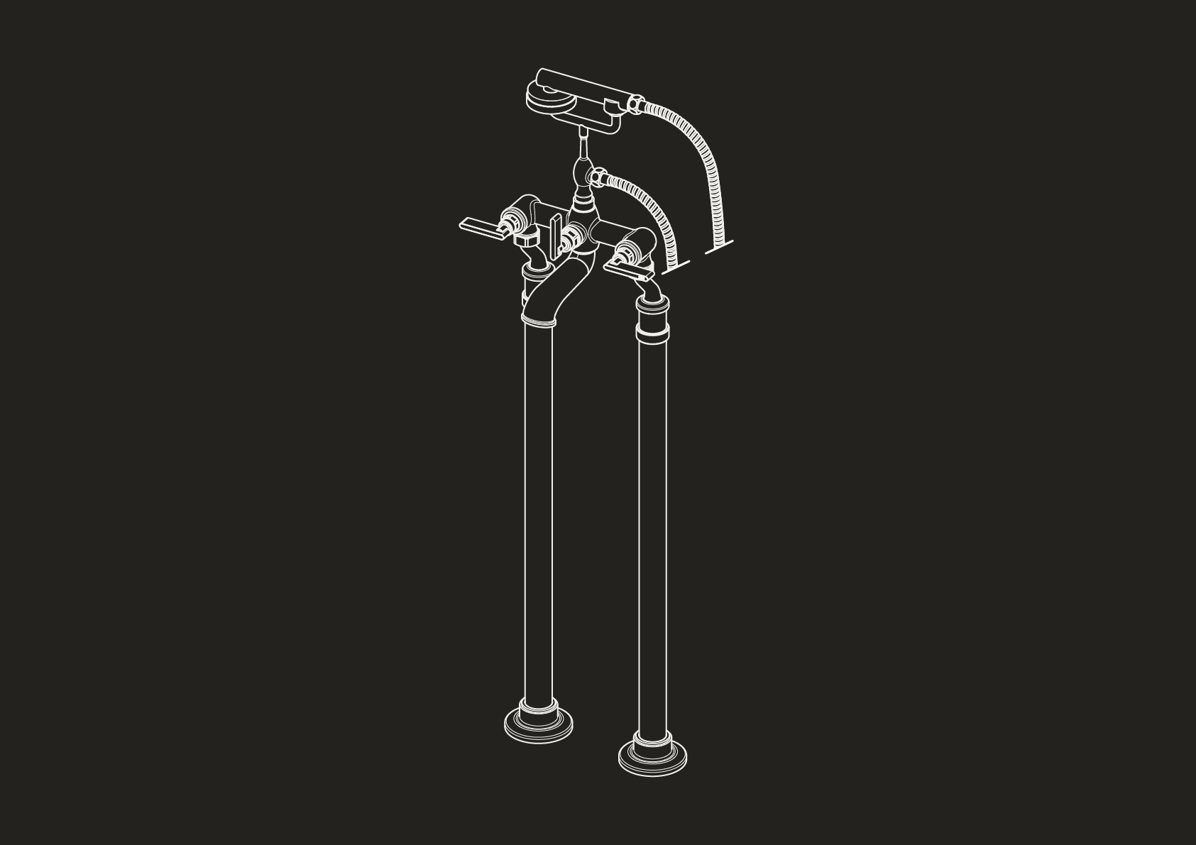 Chapter Two - Floor Mounted Bath Mixer with Hand Shower by Studio Ore