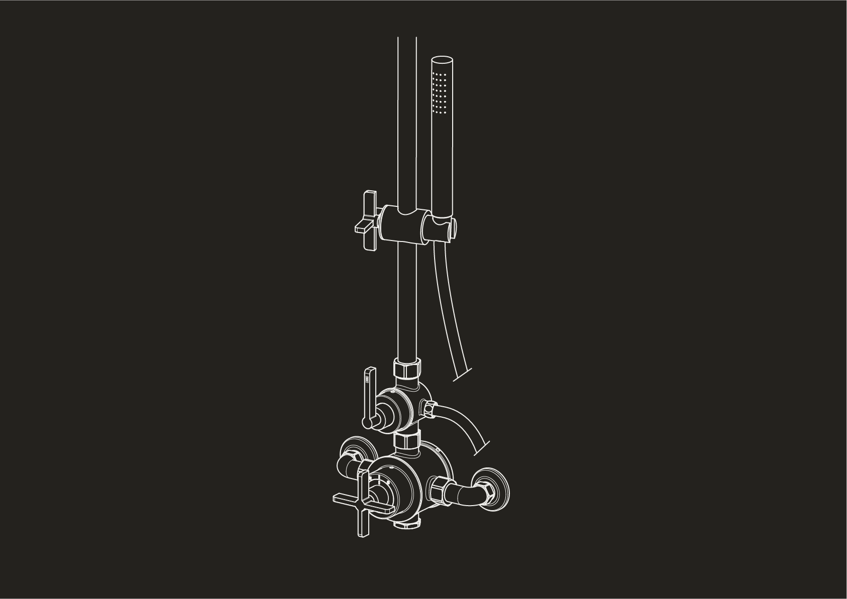 Chapter Two - Dual Exposed Shower Thermostat with Diverter, Hand Shower on Riser by Studio Ore