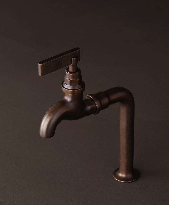 Chapter Two - Single Deck Mounted Bib Tap in unlacquered bronze