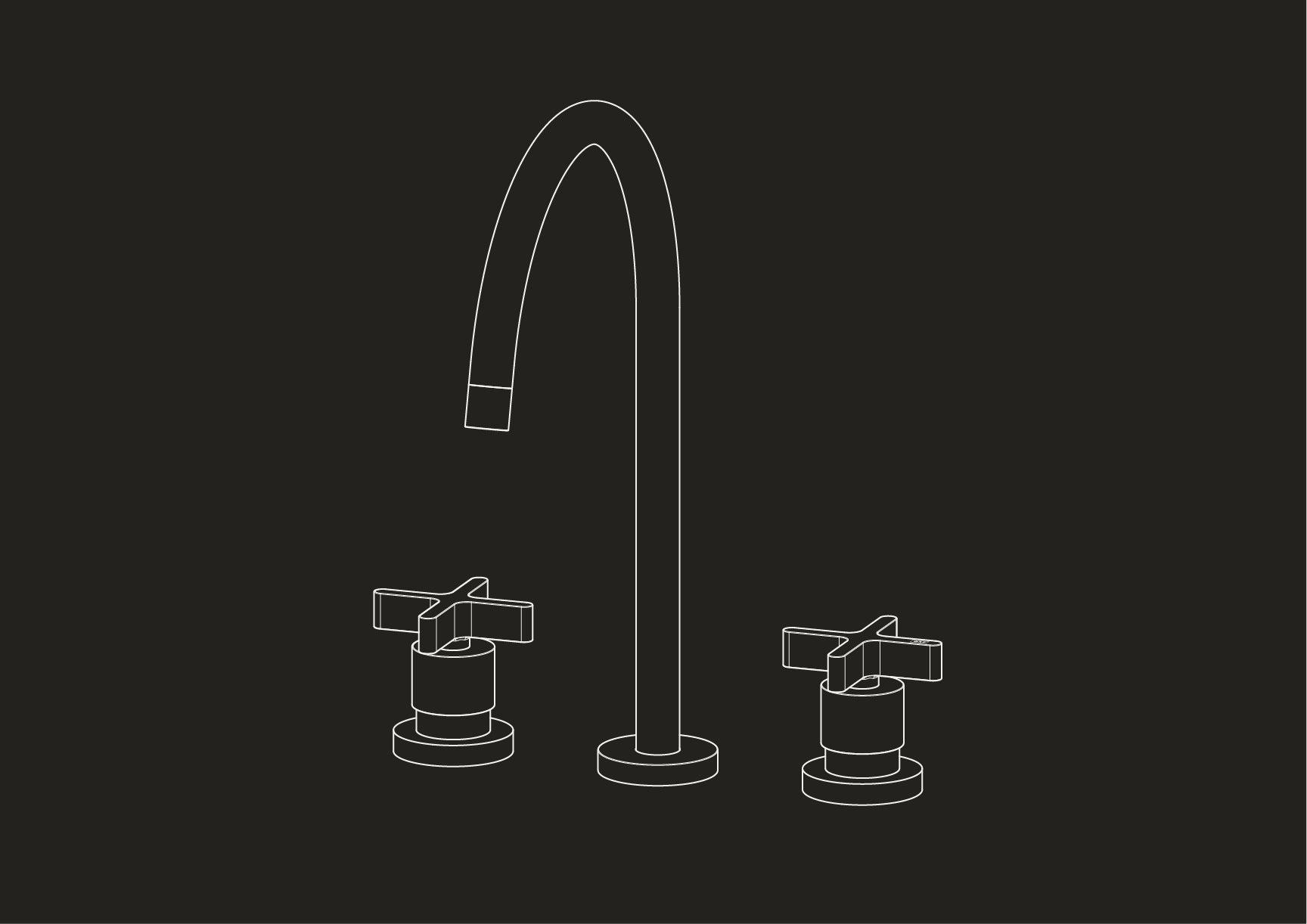 chapter Three - Deck Mounted Three Hole Kitchen Tap with Single Curve Spout