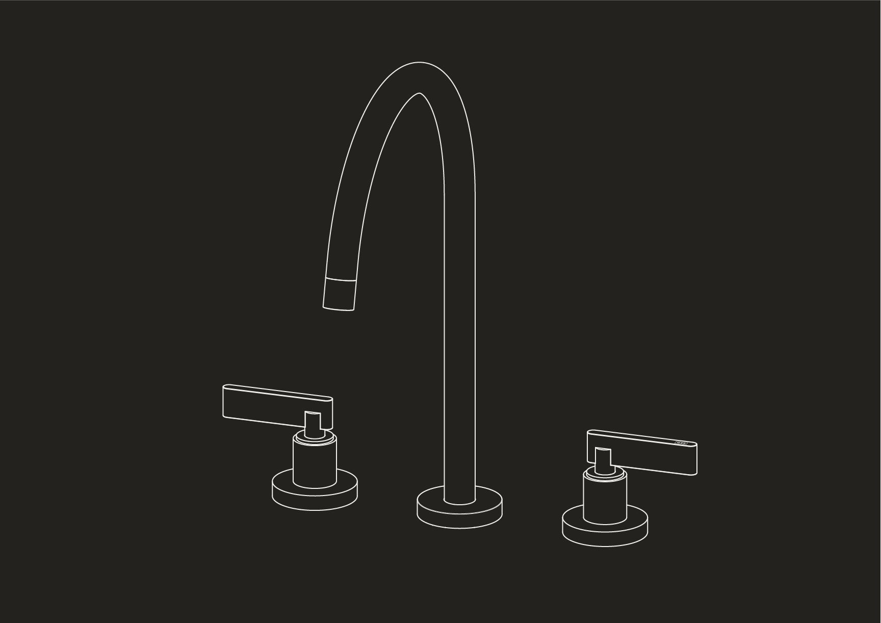 Chapter One - Deck Mounted Three Hole Kitchen Tap with Single Curve Spout