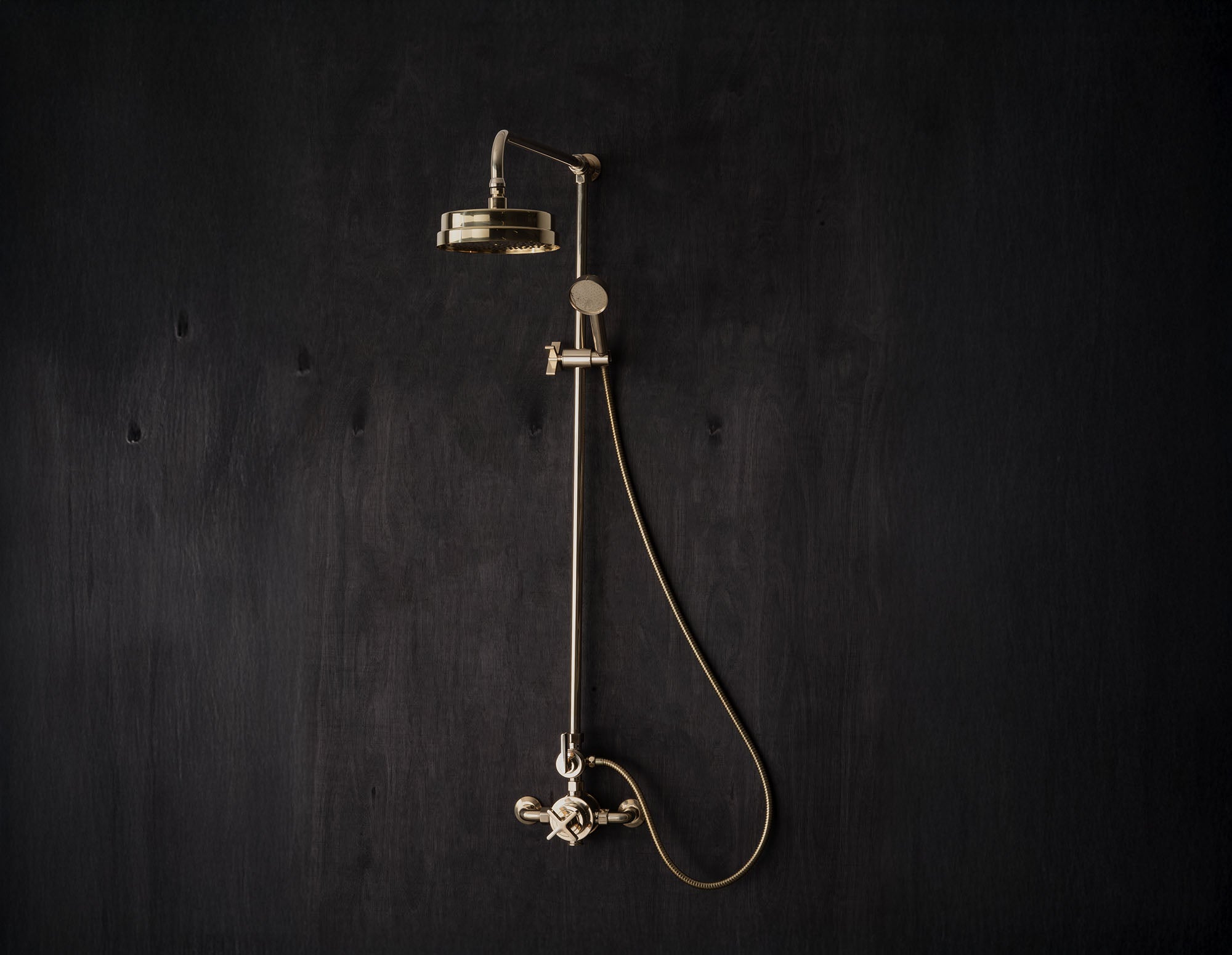 Chapter One - Dual Exposed Shower Thermostat with Diverter, Hand Shower on Riser by Studio Ore