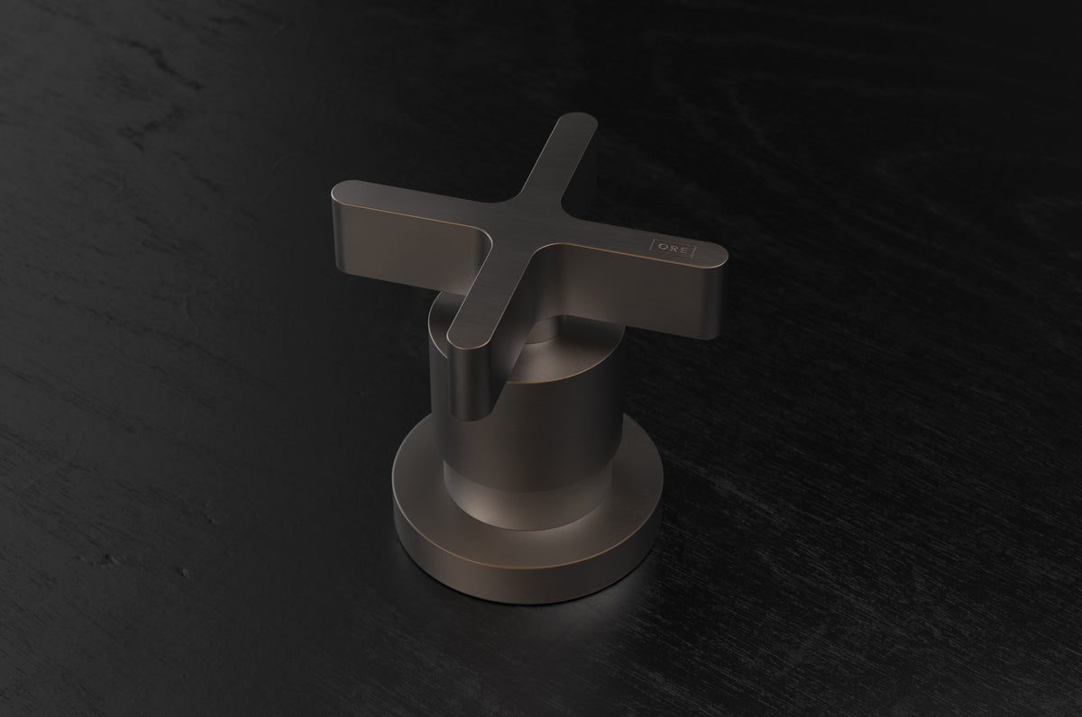 Studio Ore Chapter Three Deck Mounted Basin Control with Cross handle in bronze