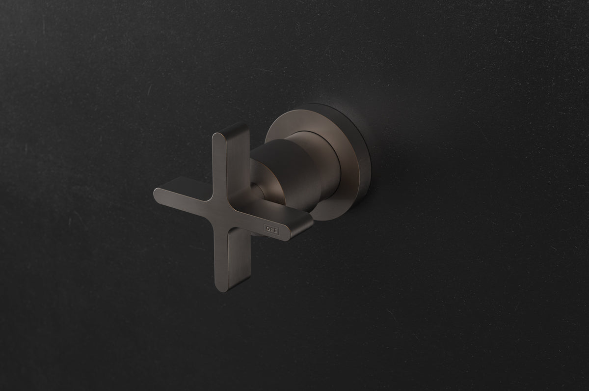 Studio Ore Chapter Three Wall Mounted Tap Control with Cross handle in bronze