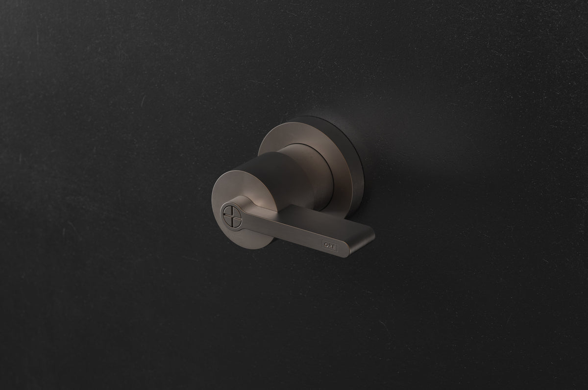 Studio Ore Chapter Three Wall Mounted Tap Control with Teardrop Lever handle in bronze