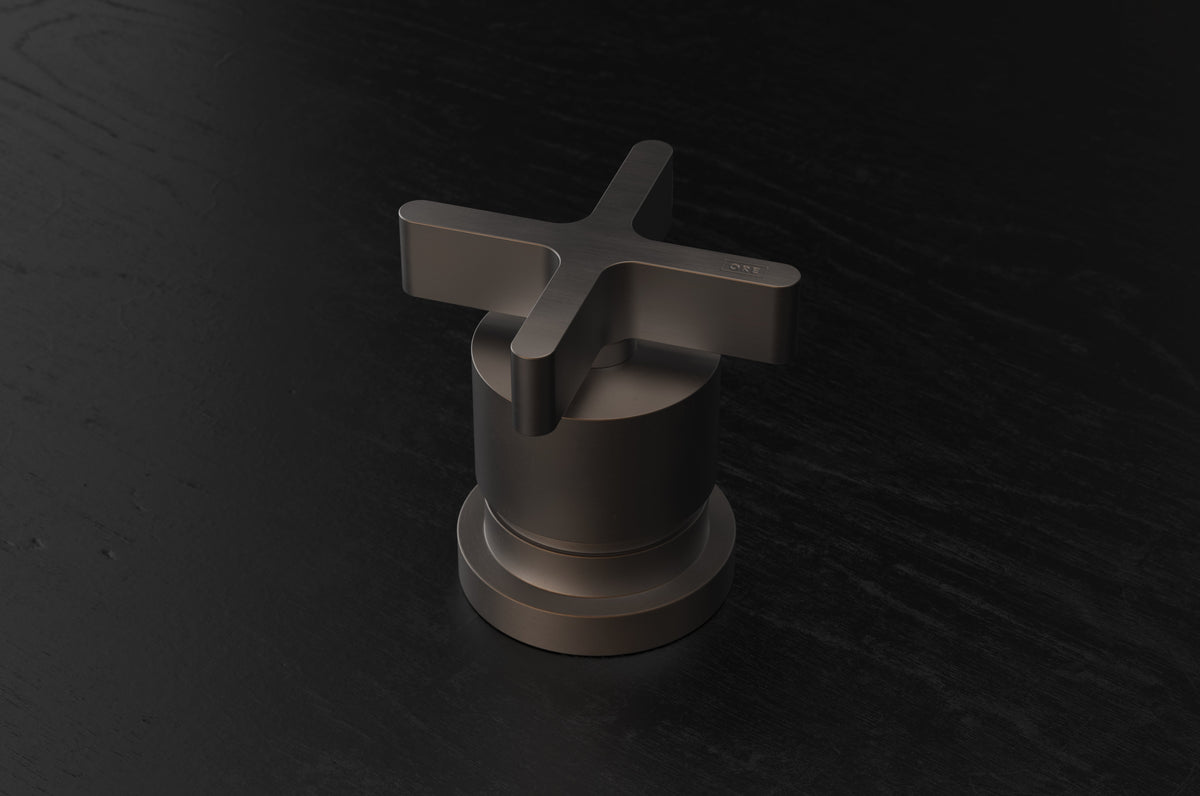 Studio Ore Chapter Three Deck Mounted Mixer Control with Cross handle in bronze
