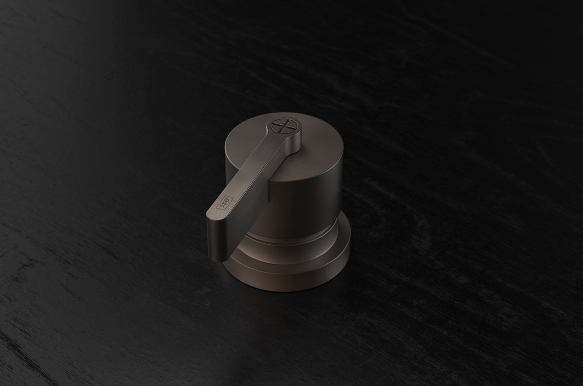 Studio Ore Chapter Three Deck Mounted Mixer Control with Teardrop Lever handle in bronze