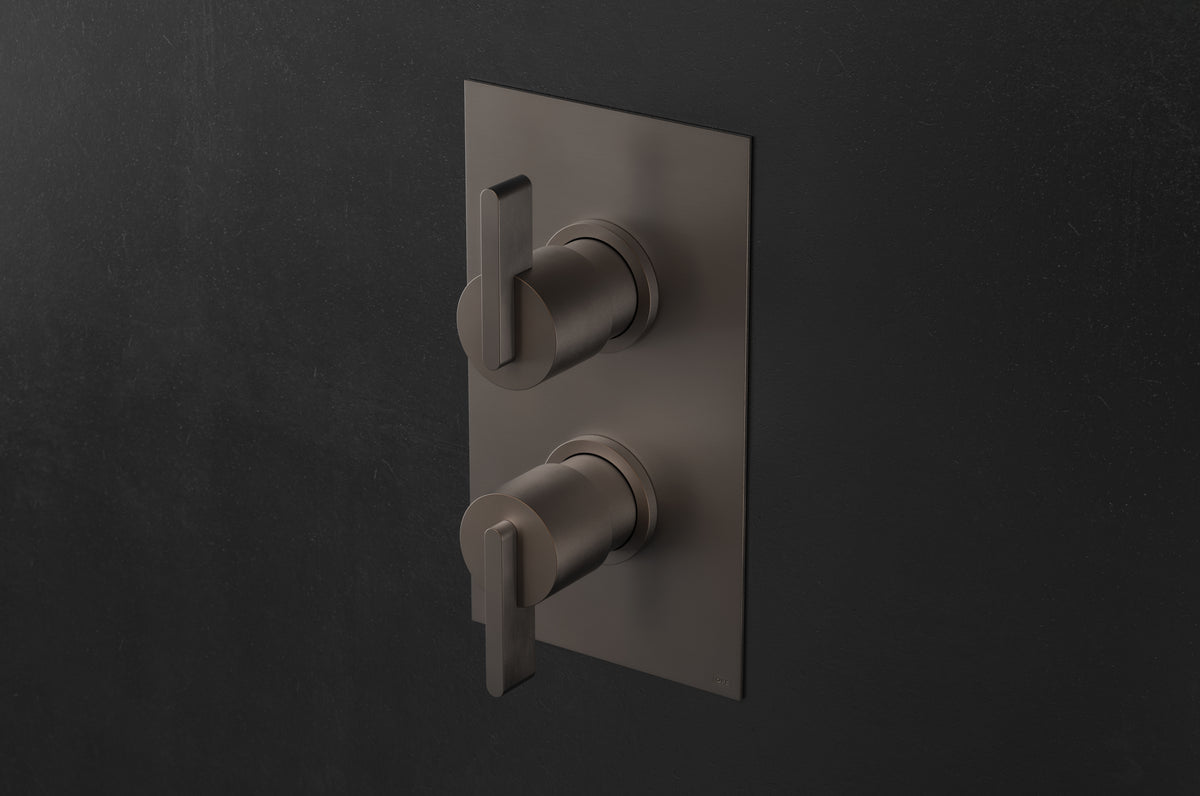 Studio Ore Chapter Three Dual Shower Thermostat with Two Way Diverter with Lever handle in bronze