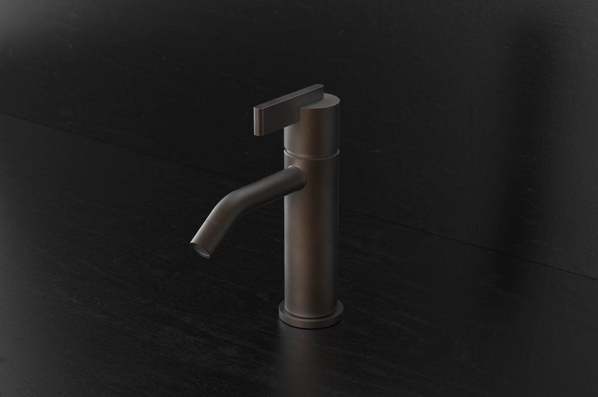 Studio Ore Chapter Three Basin Pillar Tap with Lever handle in bronze, small