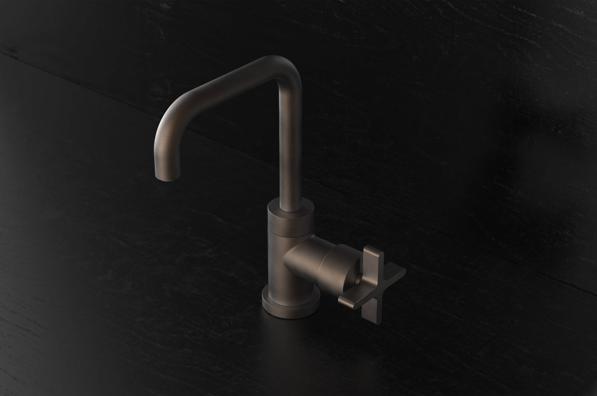 Studio Ore Chapter Three Deck Mounted Basin Mono Mixer with Cross handle in bronze