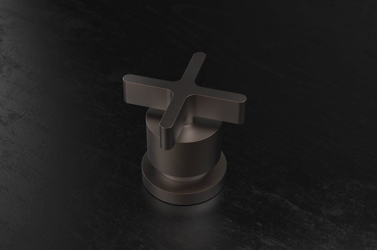 Studio Ore Chapter Three Deck Mounted Diverter with Cross handle in bronze