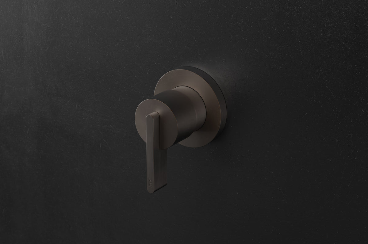 Studio Ore Chapter Three Wall Mounted Shower Mixer with Wall Ring and Lever Handle in bronze