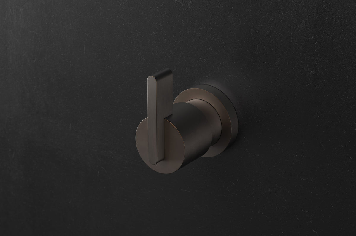 Studio Ore Chapter Three Wall Mounted Two Way Diverter with Wall Ring and Lever Handle in bronze