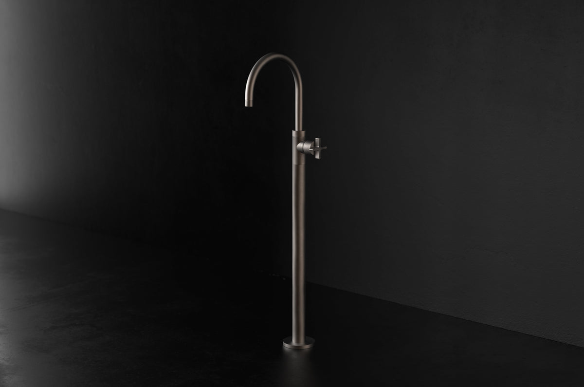 Studio Ore Chapter Three Floor Mounted Bath Mixer with Cross handle in bronze